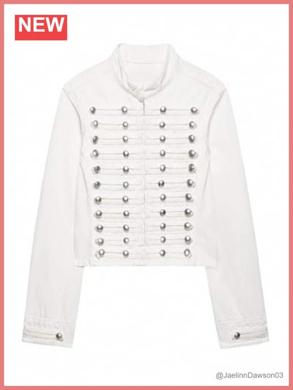 Cropped Denim Jacket Silver Button Raw Hem Stand Collar Jean Coat